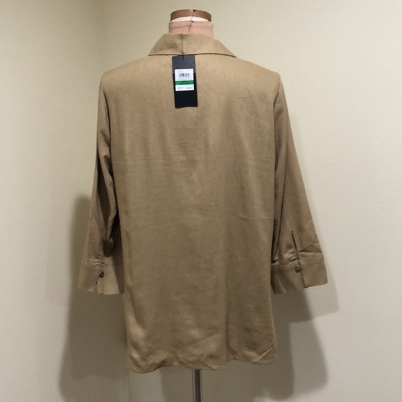 NWT Jones New York Blouse Size Large Tan Linen Blend - Picture 4 of 10